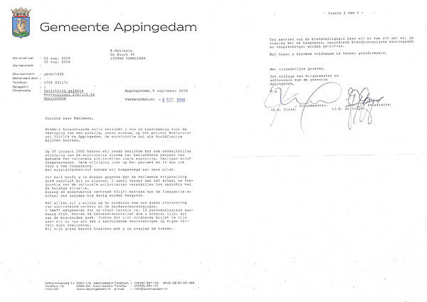 3 juli 2007 - Brief gemeente Appingedam