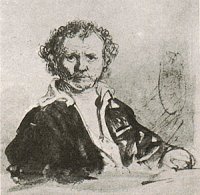 Rembrandt, zelfportret, tekening, 1648