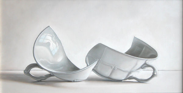 Rob Møhlmann, Gebroken wit-3, olieverf op paneel, 16 x 30 cm