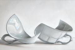 Rob Møhlmann, Gebroken wit-3, olieverf op paneel, 16 x 30 cm