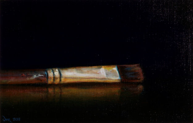 Deborah Makkus – Het penseel, 2013, olieverf op linnen, 9x14cm