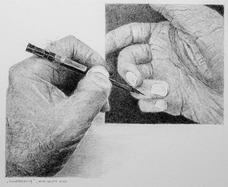 Dick Oostra, 2022, Handtekening, potlood op papier, 18×22,5cm.