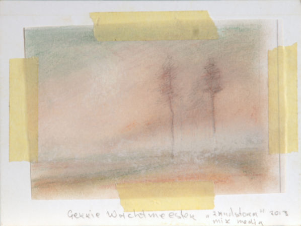 Gerrie Wachtmeester – Zandstorm, 2013, gemengde technieken op karton, 14,5x9cm