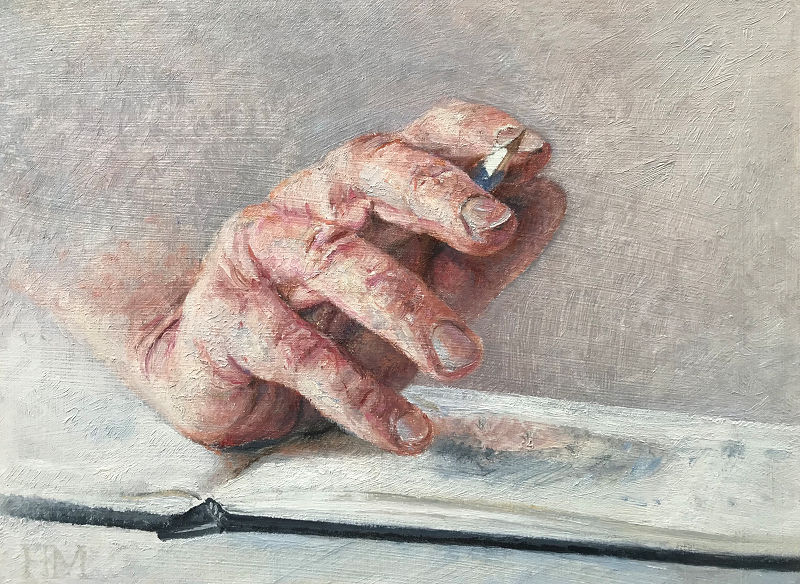Harry Meerveld, 2022, Hand, olieverf op paneel, 15x20cm