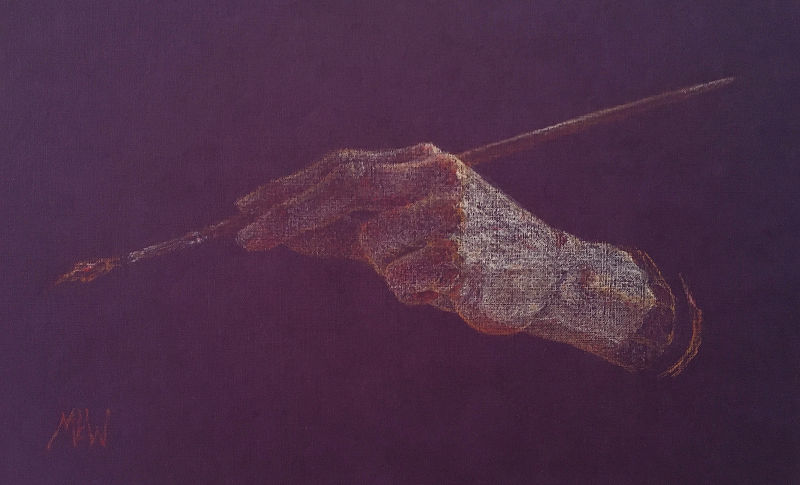 Marijke ten Wolde,Mea manus, 2022, pastelkrijt op karton, 18x28cm