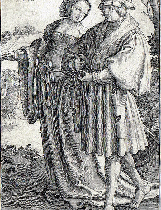 KE9, Leyden, Lucas van, De Wandeling, 1520, gravure, 11,5×7,5cm